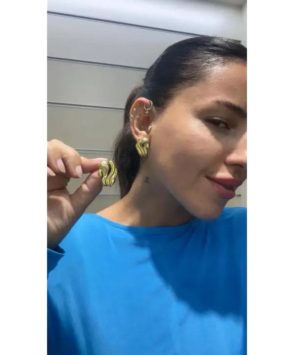 925 Ayar Gümüş Gold Çivili Küpe