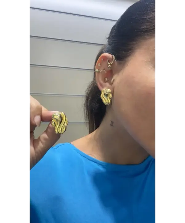 925 Ayar Gümüş Gold Çivili Küpe