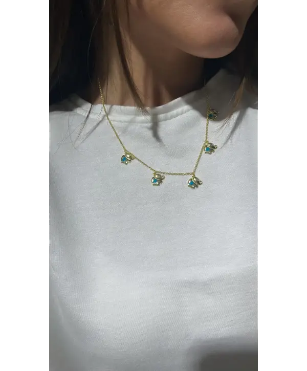 925 Ayar Gümüş Çoklu Filli Orjinal Marka Kolye