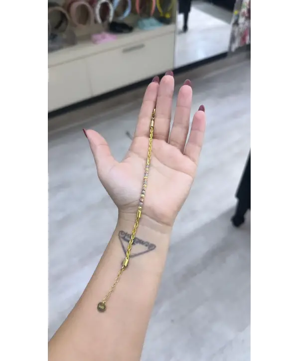 925 Ayar Gümüş Dorica İtalyan Sarı Beyaz Rose Bileklik