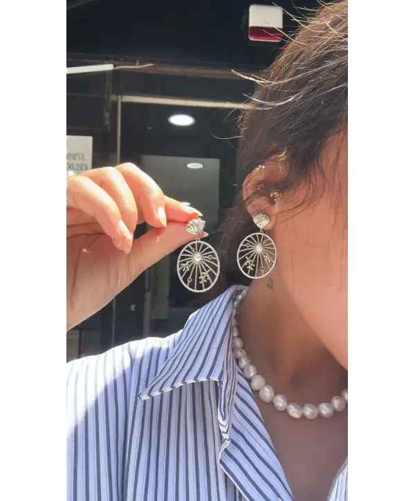 925 Ayar Gümüş Deniz Temalı Çivili Küpe