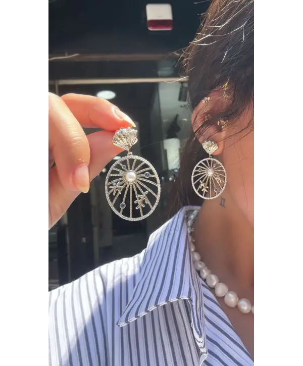 925 Ayar Gümüş Deniz Temalı Çivili Küpe