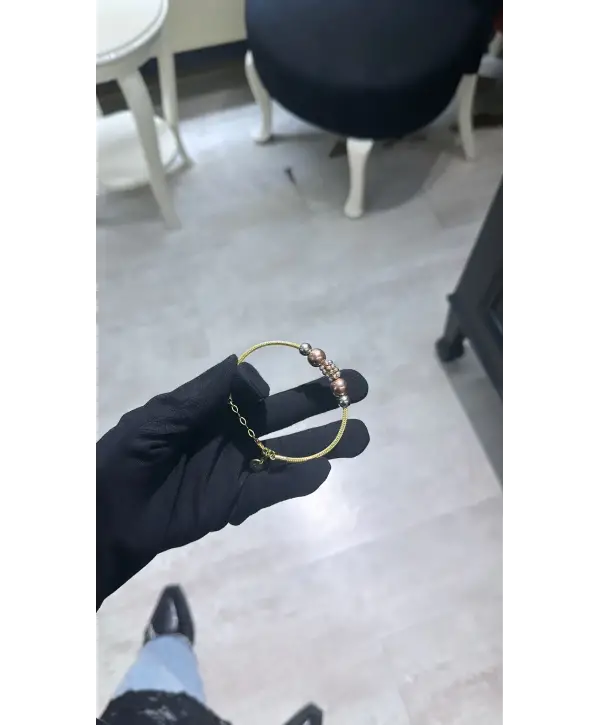 925 Ayar Gümüş Üç Renk Dorica Kelepçe Bileklik