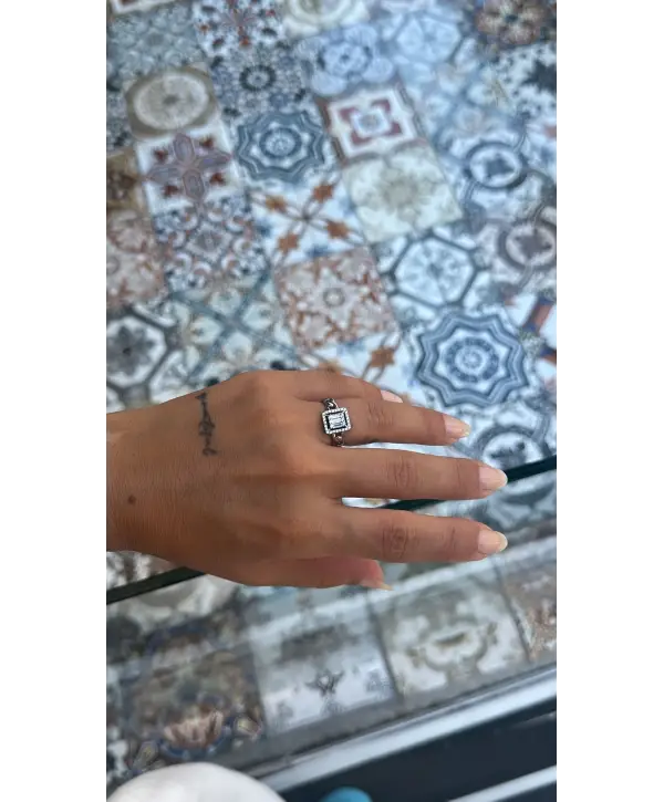 925 Ayar Gümüş Baget Taşlı Burgu Model Silver Yüzük