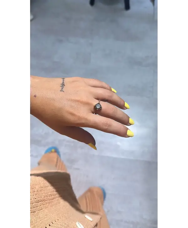 925 Ayar Gümüş Elmas Montür Kare Model Rose Yüzük