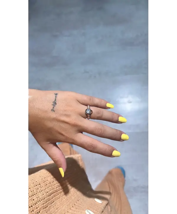 925 Ayar Gümüş Elmas Montür Damla Model Rose Yüzük