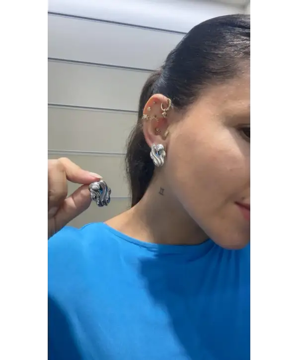 925 Ayar Gümüş Silver Çivili Küpe