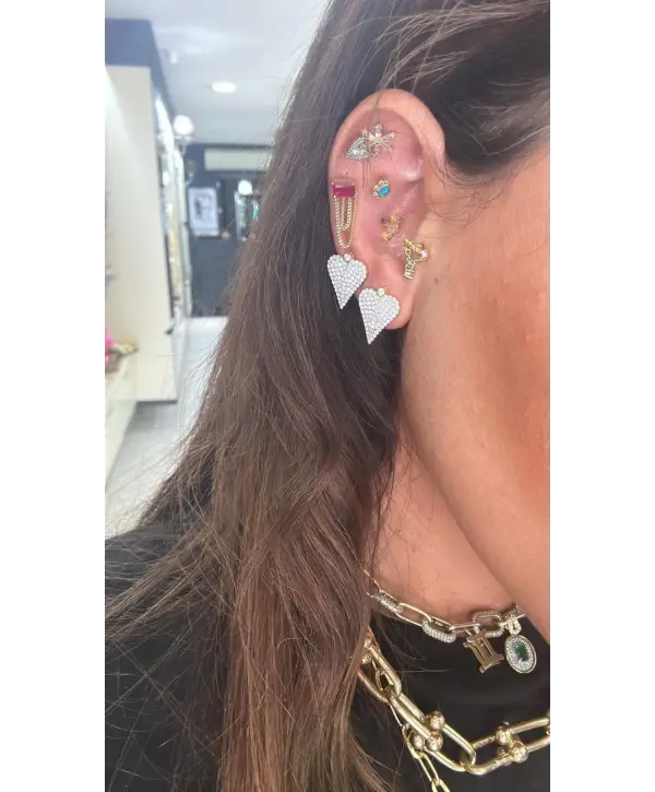 925 Ayar Gümüş Gold Kalpli Vidalı Küpe