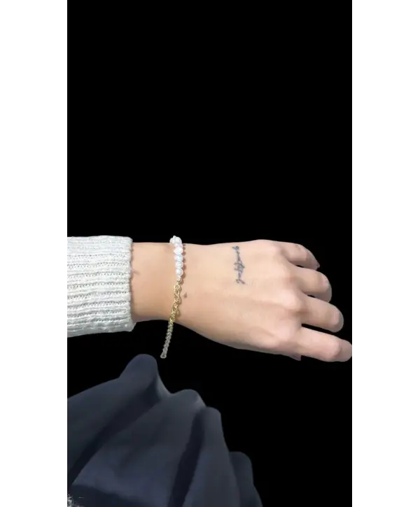 925 Ayar Gümüş Yarım Tur Barok İncili Bileklik