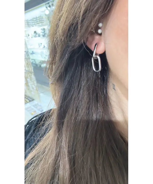 925 Ayar Gümüş Silver İçice Halka Küpe