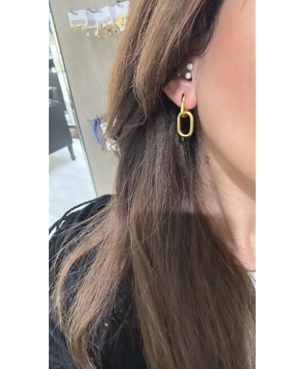 925 Ayar Gümüş Gold İçice Halka Küpe