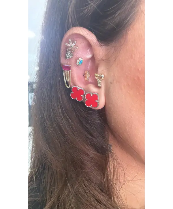 925 Ayar Gümüş Silver Vnf Marka Model Renkli Küpe