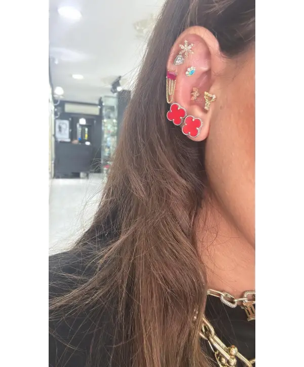 925 Ayar Gümüş Silver Vnf Marka Model Renkli Küpe