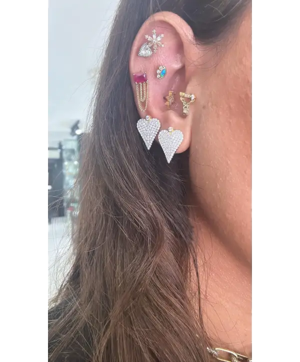 925 Ayar Gümüş Gold Kalpli Vidalı Küpe