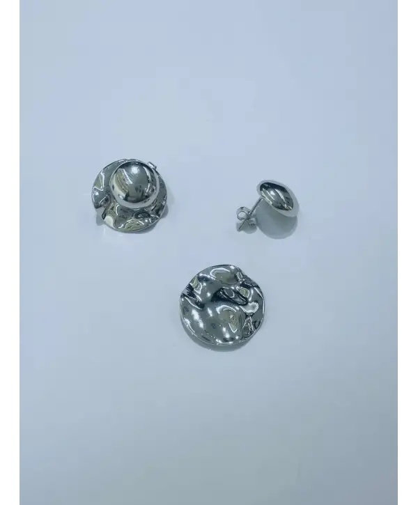 925 Ayar Gümüş Çift Kullanımlı Düğme Model Silver Küpe