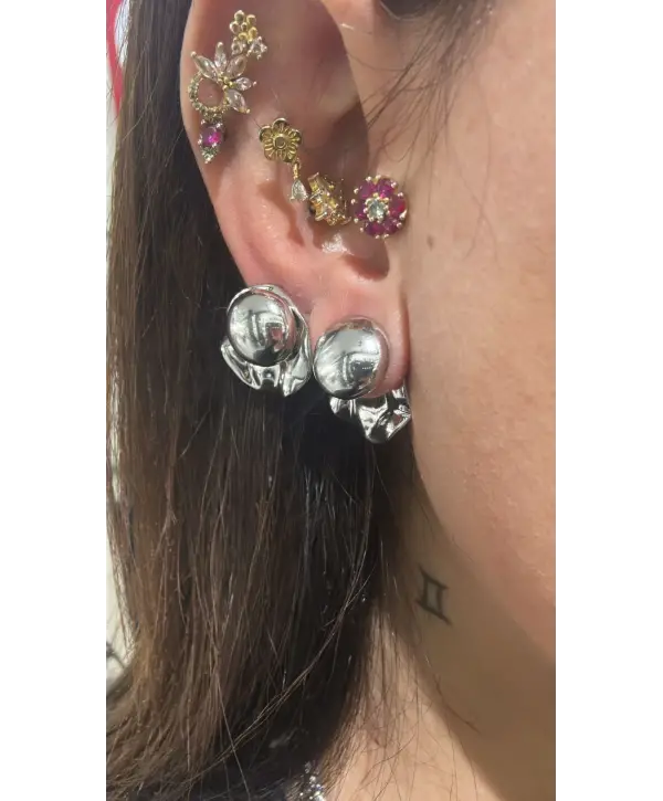 925 Ayar Gümüş Çift Kullanımlı Düğme Model Silver Küpe