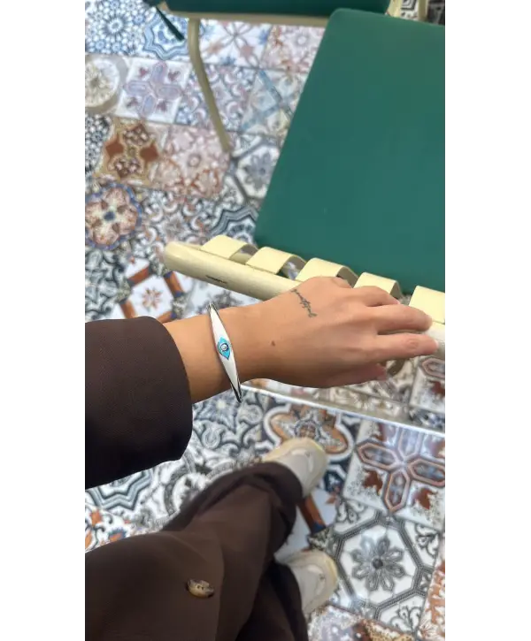 925 Ayar Gümüş Göz Mineli Silver Marka Bileklik