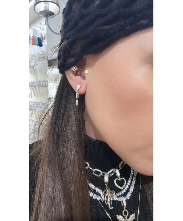 925 Ayar Gümüş 2 li Sallantılı Küpe