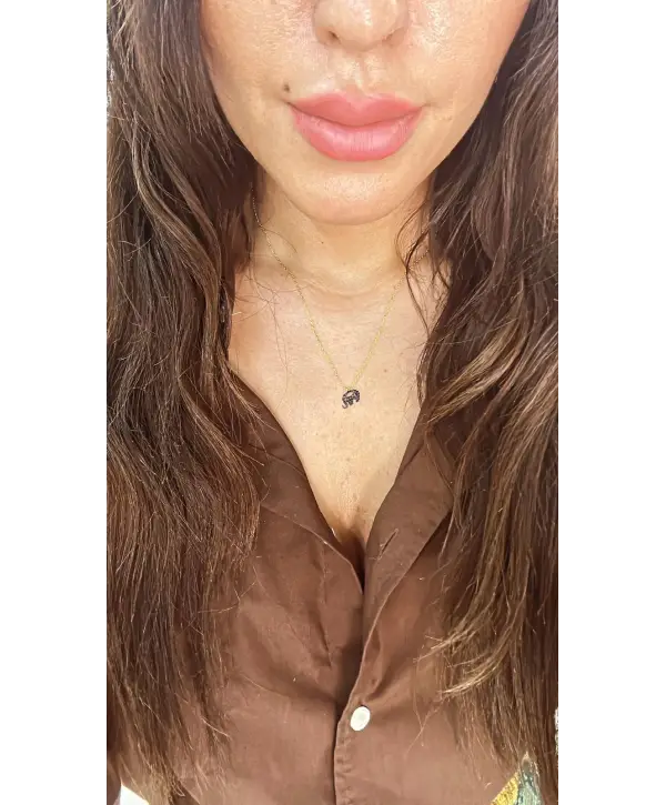 925 Ayar Gümüş Küçük Fil Figürlü Siyah Taşlı Kolye