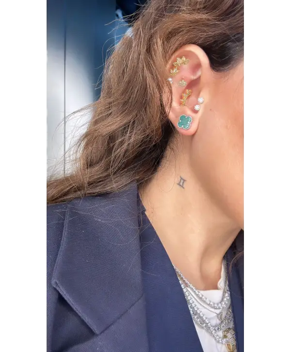 925 Ayar Gümüş Yeşil Malahit Taşlı Küpe