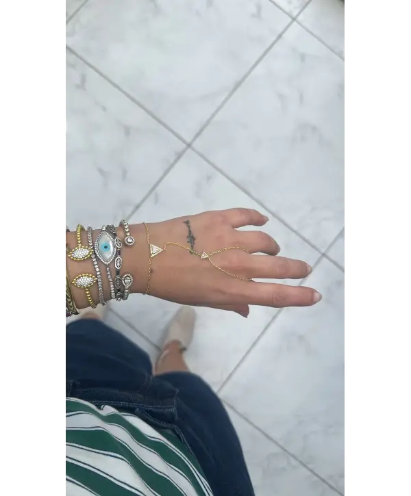 925 Ayar Gümüş Üçgen Model Gold Şahmeran