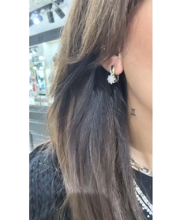 925 Ayar Gümüş Mücevher Tasarım Çift Renkli Küpe