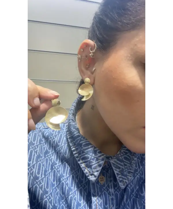 925 Ayar Gümüş Taşsız Gold Çivili Küpe