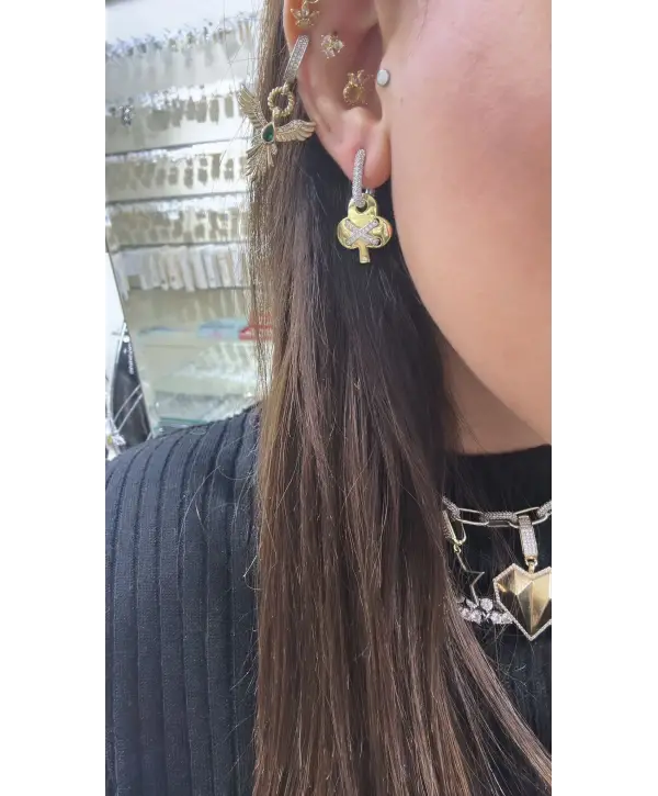 925 Ayar Gümüş Çift Renkli Maça Küpe