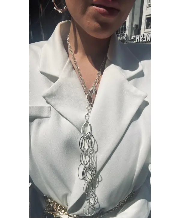 925 Ayar Gümüş Halka Halka Model Silver Kolye