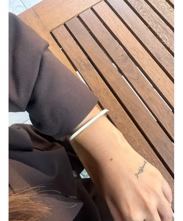 925 Ayar Gümüş Beyaz Mineli Kelepçe Bileklik