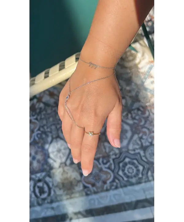 925 Ayar Gümüş Taşlı Minimal Gold Yüzük