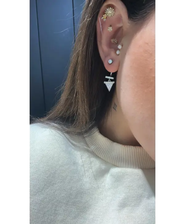 925 Ayar Gümüş Silver Üçgen Model Sallantılı Küpe