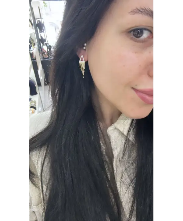 925 Ayar Gümüş Sallantılı Zincir İthal Çiftli Küpe