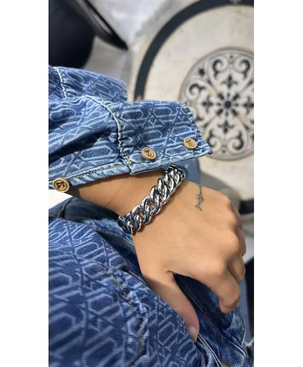 925 Ayar Gümüş İthal Kalın Halka Model Bileklik