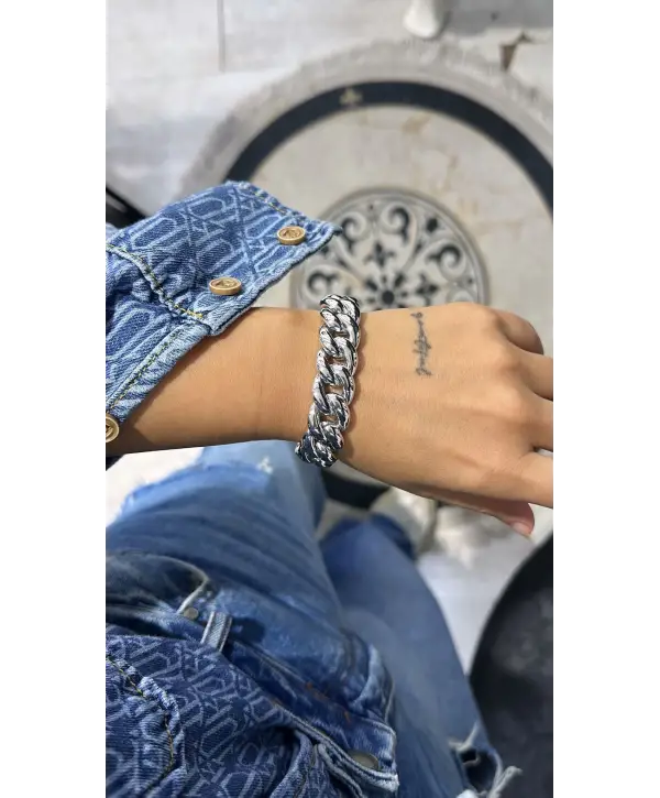 925 Ayar Gümüş İthal Kalın Halka Model Bileklik