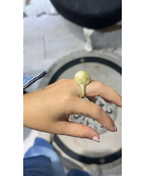 925 Ayar Gümüş İtalyan Gold Bombeli Yüzük