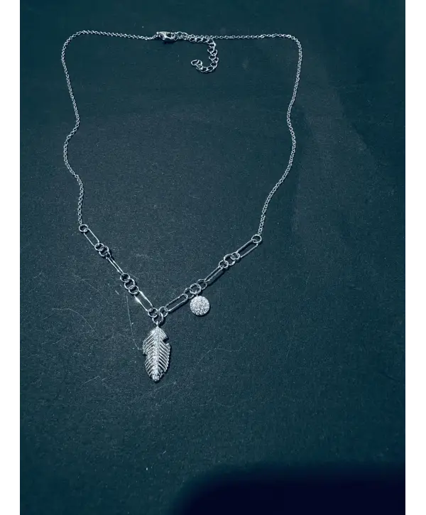 925 Ayar Gümüş Yaprak Sallantılı İthal Kolye