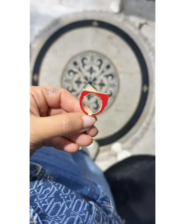 925 Ayar Gümüş İthal Marka Renkli Mineli Yüzük