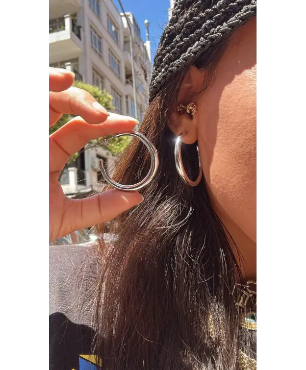 925 Ayar Gümüş İthal Silver Halka Küpe