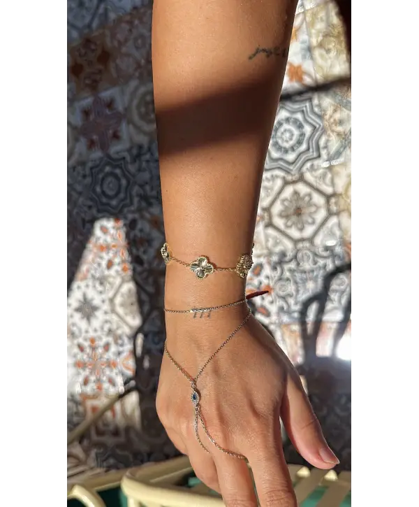 925 Ayar Gümüş Lazerli Gold 5 li Marka Bileklik