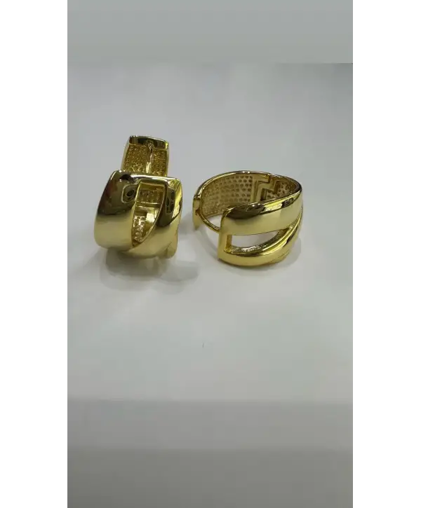 925 Ayar Gümüş Halka Geçişli Kalın Gold Küpe