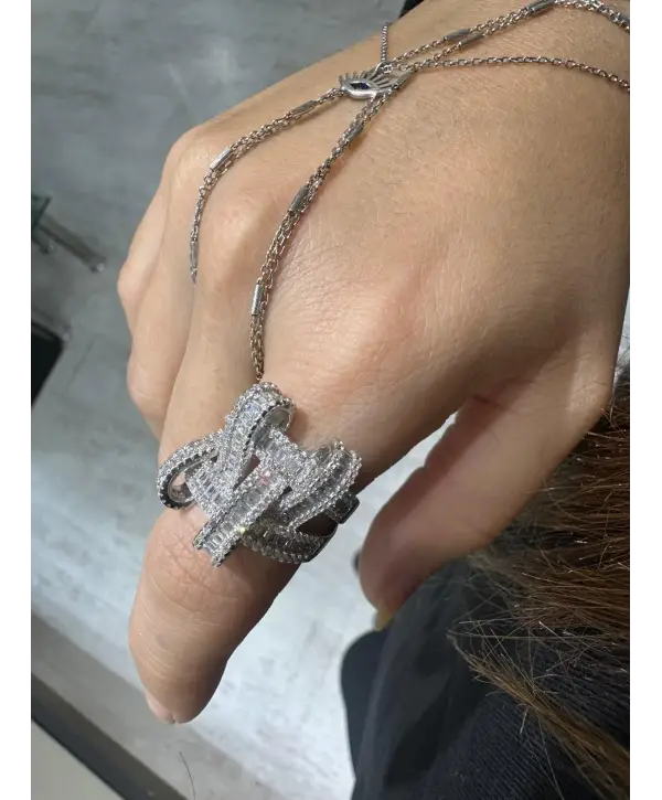 925 Ayar Gümüş İthal Baget Taşlı Düğüm Yüzük