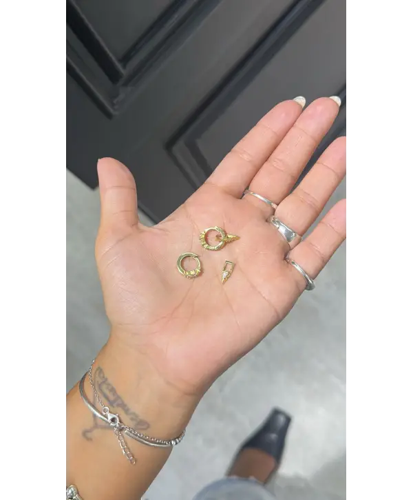 925 Ayar Gümüş İki Model Kullanımlı Gold Küpe