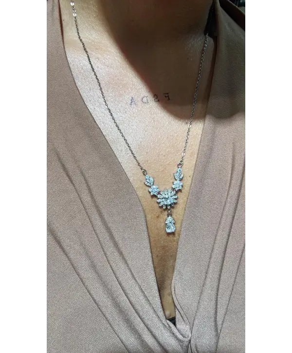 925 Ayar Gümüş Mücevher Tasarım Taşlı Kolye