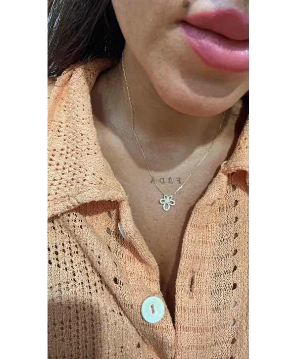 925 Ayar Gümüş Çiçek Model Gold Kolye