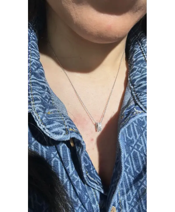 925 Ayar Gümüş Kenarları Taşlı Minik Kalp Kolye