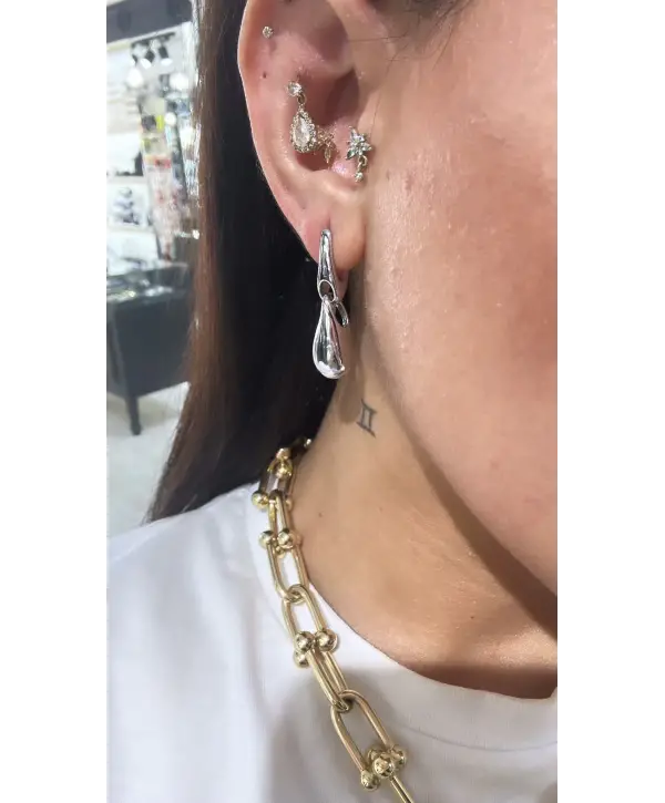 925 Ayar Gümüş Sade Kalın Damla Model Küpe