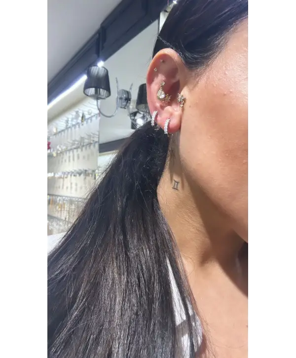 925 Ayar Gümüş Sıra Taşlı Pırlanta Montür Silver Küpe