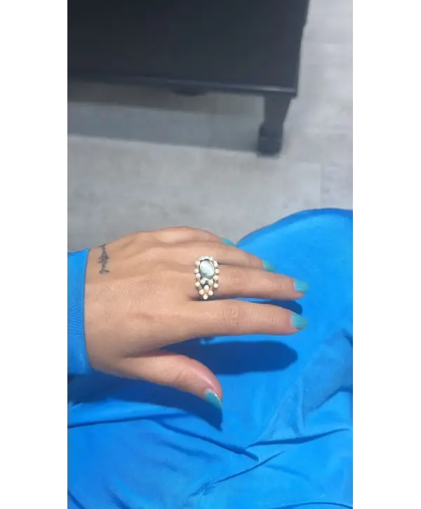 925 Ayar Gümüş İnci Detay Yüzük