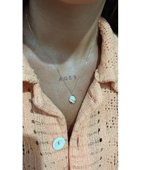 925 Ayar Gümüş Oval Model Kolye Uç Gold Kolye